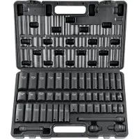 Vevor 3/8" slagtopnøglesæt, 48-delt topnøglesæt SAE (5/16" -3/4") &amp; metrisk (8-22 mm) 6-punkts Cr-V-drev forlængerstang universalled og boremaskineadapter inklusive opbevaringskuffert