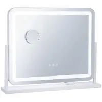 Vevor makeupspejl med lys, tre farver, oplyst makeupspejl med LED og 5x forstørrelse, USB-port, smart touch-kontrol, 360° rotation (21,7x17,7 tommer, hvid)