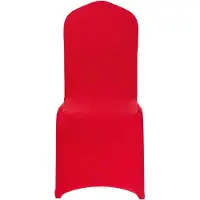 Vevor 50 stk. røde stolebetræk, polyester spandex stolebetræk, strækbare slipbetræk til bryllupsfest, spisestue, banket, flad front, passer til stolemål op til 20,08 x 17,72 x 37,4 tommer