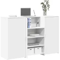 vidaXL Receptionsskranke Konstrueret Træ - Hvid / 155 x 50 x 103.5 cm