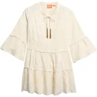 Superdry Superdrytil kvinder. W8011916A Beige langærmet minikjole i lag med lange ærmer (XL), Casual, Bomuld