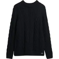Superdry Superdrytil mænd. M6110638A Navy Jacob flettet strikket pullover (L), Casual, Akryl, Bæredygtig, Blå