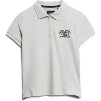 Superdry Superdrytil kvinder. W6011869A Slim fit poloshirt 90'er grå (S), Casual, Bomuld, Korte ærmer