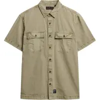 Superdry Superdrytil mænd. M4010946A Militær beige skjorte (S), Casual, Bomuld, Korte ærmer
