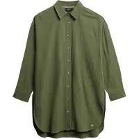 Superdry Superdrytil kvinder. W4010470A Ibiza lang strandskjorte grøn (M), Casual, Bomuld, Lange ærmer