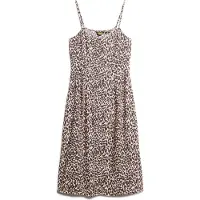 Superdry Superdrytil kvinder. W8011566A Cami-kjole med print, beige (S), Casual, Dyreprint, Viscose, Uden ærmer/stropper