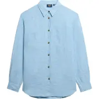 Superdry Superdrytil kvinder. W4010463A Afslappet hørskjorte med blåt boyfriend-snit (S), Casual, Linned, Lange ærmer