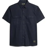 Superdry Superdrytil mænd. M4010791A Kortærmet marineblå militærskjorte (M), Casual, Bomuld, Korte ærmer