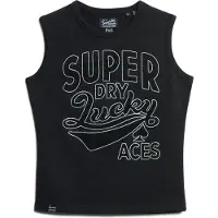 Superdry Superdrytil kvinder. W6011898A T-shirt med sorte retro-kanter (M), Casual, Bomuld, Uden ærmer/stropper