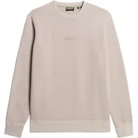 Superdry Superdrytil mænd. M2014007A Sweatshirt med rund hals og beige mikrologo print (L), Casual, Bomuld