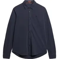 Superdry Superdrytil mænd. M4011000A Vintage slidt navy piqué-skjorte (S), Casual, Bomuld, Lange ærmer, Blå