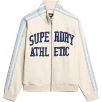 Superdry Superdrytil kvinder. W2012163A Athletic Applq Loose Zip Track Sweatshirt beige (L), Casual, Bomuld