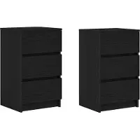 vidaXL sengeborde med 3 skuffer 2 stk. 39x35x65 cm sort