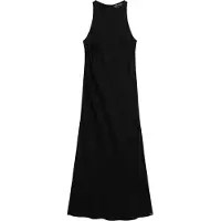 Superdry Superdrytil kvinder. W8011628A Midikjole i sort satin (XS), Casual, Viscose, Uden ærmer/stropper