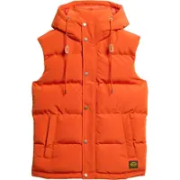Superdry Superdrytil mænd. M5011708A Quiltet vest med hætte Everest orange (M), Casual, Bæredygtig, Genanvendt nylon