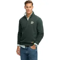 Superdry Superdrytil mænd. M2014383A Grøn Athletic sweatshirt med halv lynlås (M), Casual, Bomuld