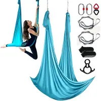 Vevor Aerial Silk &amp; Yoga Gynge, 11 Yards, Aerial Yoga Hængekøjesæt med 100gsm Nylonstof, Fuld Rigging Hardware &amp; Nem Opsætningsvejledning, Antigravity Flying til Alle Niveauer Fitness Bodybuil