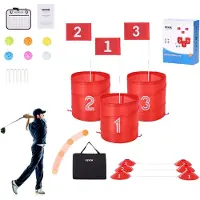 Vevor Baghavegolfspil, 3-hullers golfbane, golføvelsesspil, golfchipspil til familie, voksne og børn, bærbart udendørs havegolfspil til græsplæne, have, camping, park, strand