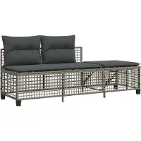 vidaXL Hjørnesofasæt Til Haven 3 Dele Med Hynder Polyrattan - Grå