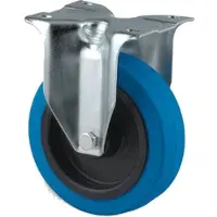 Tente Fast hjul blå elastisk gummi Ø125 mm 250 kg rulleleje med plade Byggehøjde: 155 mm. Driftstemperatur