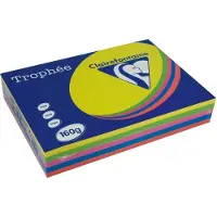 Clairefontaine Farvet papir, Trophée, A4, 160 g, ass. farver, pakke med 250 stk
