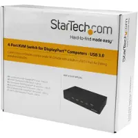 StarTech.com Startech 4 Port DisplayPort KVM Switch - DP KVM Switch with Audio and Built-in USB 3.0 Hub for Peripherals - 4K 30Hz (SV431DPU3A2) - KVM / USB switch
