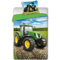 MCU Grøn traktor Sengetøj 140x200 cm - 100 procent bomuld