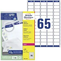Avery Laseretiket 38,1x21,2 mm hvid med QuickPEEL - (100 ark x 65 stk.)