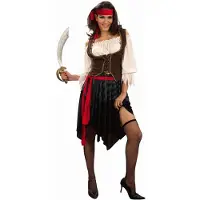 Ciao Deluxe Pirat-kostume (Trøje, vest, nederdel, tørklæde og pandebånd) - Medium