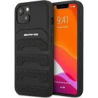 MERCEDES AMG PETRONAS F1 TEAM AMG AMHCP14SGSEBK iPhone 14 6,1 sort hardcase i læder med prægede linjer