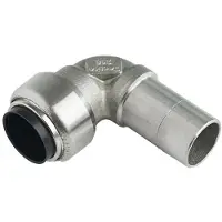 Roth vinkel 90° 22 mm muffe/nippel rustfri stål