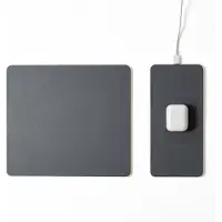 POUT Opdelt musemåtte med hurtig trådløs opladning HANDS 3 SPLIT grå farve, Grå, Monokromatisk, Syntetisk ABS, Polyurethan, USB-drevet, Skridsikker b