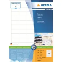Herma Premium - Papir - mat - permanent selvklæbende - hvid - 38.1 x 21.2 mm 6500 etikette(r) (100 ark x 65) laminerede etiketter