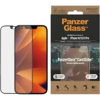 PanzerGlass CamSlider - Skærmbeskytter for mobiltelefon - etuivenlig - glas - rammefarve sort - for Apple iPhone 13, 13 Pro, 14