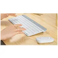 Logitech Slim Wireless Combo MK470 - Sæt med mus og tastatur - trådløs - 2.4 GHz - US International - off-white