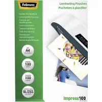 Fellowes Lamineringslommer A4 100 mic. 100/pk, Blank