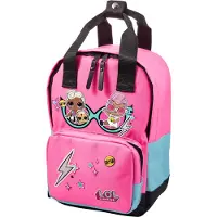 L.O.L. Surprise! Together 4Eva Small Backpack with pink pom-pom attached to zipper puller