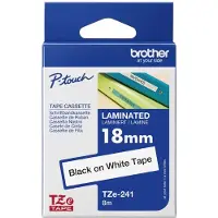Brother P-Touch tape sort på hvid, TZ241