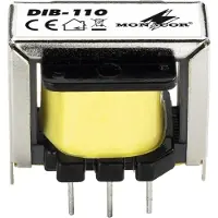 Monacor DIB-110, 15 - 30000 Hz, 47000 ohm (O), 600 ohm (O), Sort, Grå, Gul, Metal, 25 mm