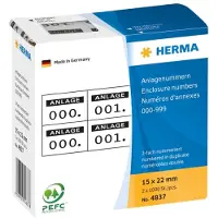 Herma - Sort, hvid - 15 x 22 mm 2000 etikette(r) (1000 ark x 2 selvklæbende nummermærkater