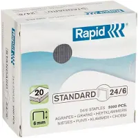 Rapid Hæfteklammer Standard 24/6 galvaniseret - (10 æsker x 5000 stk.)