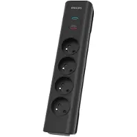 Philips SPN7040BA/60, 600 J, 6 AC stikkontakt(er), 3680 W, 16 A, Sort, 2 m