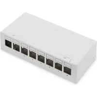 Digitus - Patch-panel - modulær - vægmonterbar, bordplade - skærmet - RJ-45 X 8 - lysegrå, RAL 7035 - 1U - 10