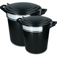 Vplast Opbevaringsbeholder 80 l sort, låg, lås og skrivemærke (1 stk.)