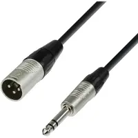 Adam hall K4 BMV 0300, 6.35mm TRS, Hanstik, XLR (3-pin), Hanstik, 3 m, Sort, Sølv