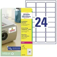 Avery Etiketter 63,5x33,9 mm hvid TripleBond - ekstra klæbeevne - (20 ark x 24 stk.)