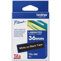 Brother TZe-365 labeltape - hvid på sort 36mm x 8m