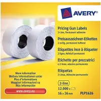 Avery Prisetiket PLP1626 hvid 26x16 mm permanent klæbende - (12.000 etiketter)