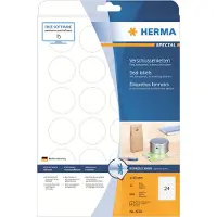Herma Special - Polyester - selv-klæbende - gennemsigtig - 40 mm rund 600 etikette(r) (25 ark x 24) sikkerheds-/forseglingsmærkater