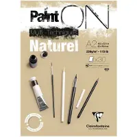 Clairefontaine Paint-On Blok A2 250gram 30 arkbrunt/naturel papir, multi teknik, toplimet